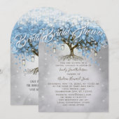 Vrijgezellenfeest Mason Jar Blue Heart Leaf Tree Kaart (Voorkant / Achterkant)