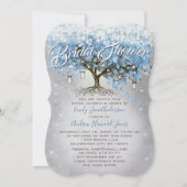 Vrijgezellenfeest Mason Jar Blue Heart Leaf Tree Kaart (Voorkant)