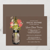 vrijgezellenfeest Mason Jar en wilde bloemen Kaart (Voorkant / Achterkant)