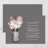 Vrijgezellenfeest Mason Jar en wilde bloemen Kaart (Voorkant / Achterkant)