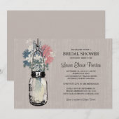 Vrijgezellenfeest Mason Jar en wilde bloemen Kaart (Voorkant / Achterkant)