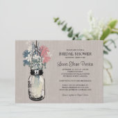 Vrijgezellenfeest Mason Jar en wilde bloemen Kaart (Staand voorkant)