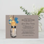 Vrijgezellenfeest Mason Jar en wilde bloemen Kaart (Staand voorkant)