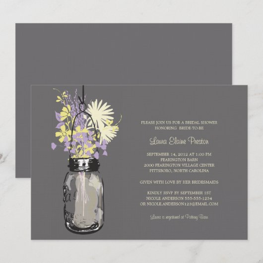 Vrijgezellenfeest Mason Jar en wilde bloemen Kaart (Voorkant / Achterkant)