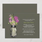 Vrijgezellenfeest Mason Jar en wilde bloemen Kaart (Voorkant / Achterkant)
