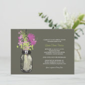 Vrijgezellenfeest Mason Jar en wilde bloemen Kaart (Staand voorkant)