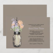 Vrijgezellenfeest Mason Jar en wilde bloemen Kaart (Voorkant / Achterkant)