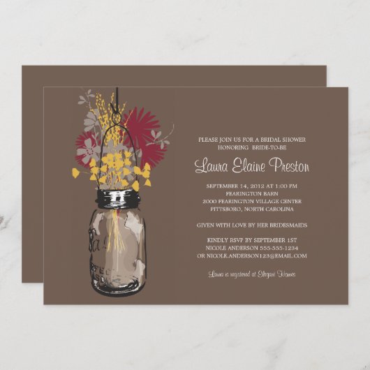 Vrijgezellenfeest Mason Jar en wilde bloemen Kaart (Voorkant / Achterkant)