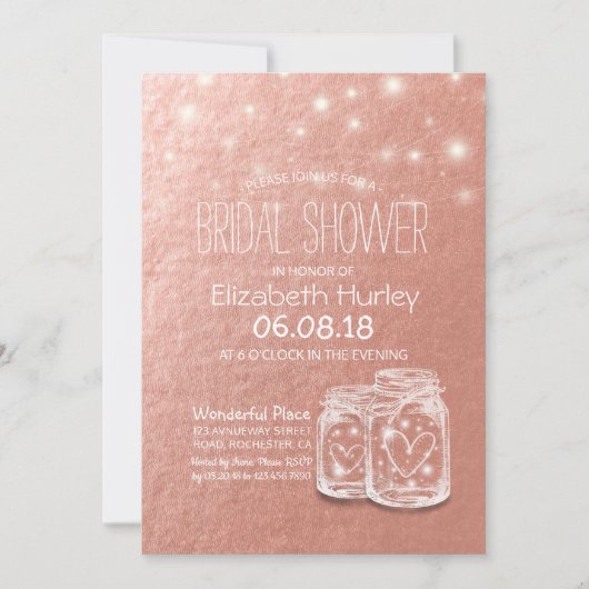 Vrijgezellenfeest Mason Jars String Lights Roos Go Kaart (Voorkant)