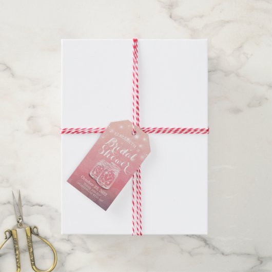 Vrijgezellenfeest Mason Jars String Lights Roze ve Cadeaulabel (Met Touw)