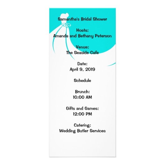 Vrijgezellenfeest Menu Rackcard (Achterkant)