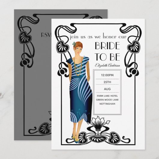 Vrijgezellenfeest met 20s-flatpanel voor deco Gats Kaart (Voorkant / Achterkant)