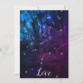 Vrijgezellenfeest met aangetaste bosbomen met lich kaart (Achterkant)