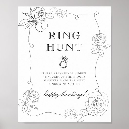 Vrijgezellenfeest met Black and White Ring Hunt Ga Poster (Voorkant)