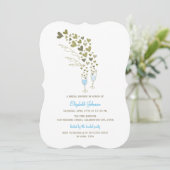 Vrijgezellenfeest met blauwe champagne en goudhart kaart (Staand voorkant)