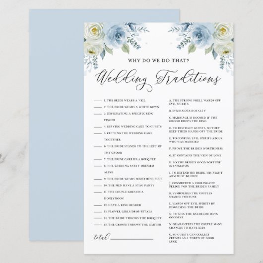 Vrijgezellenfeest met blauwe Floral Wedding Tradit (Voorkant / Achterkant)