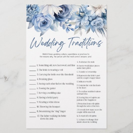 Vrijgezellenfeest met blauwe Floral Wedding Tradit Briefpapier (Voorkant)