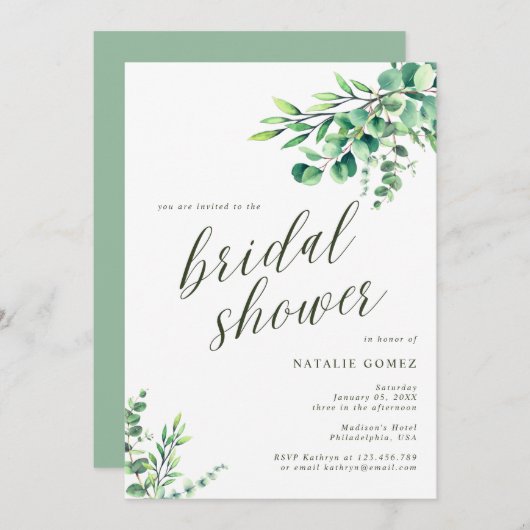 Vrijgezellenfeest met botanische groen  van de mod kaart (Voorkant / Achterkant)