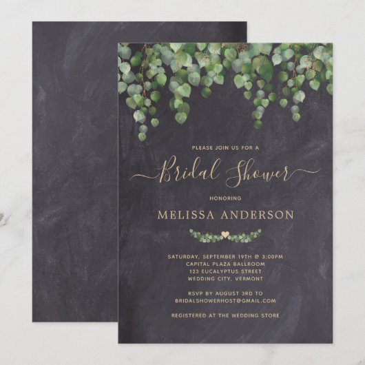 Vrijgezellenfeest met botanische groene kernen kaart (Voorkant / Achterkant)