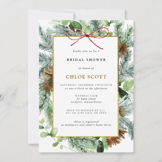 Vrijgezellenfeest met botanische winterpijn kaart (Voorkant)