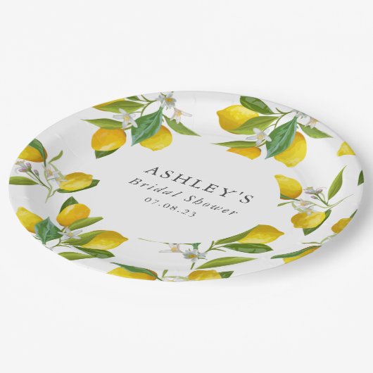 Vrijgezellenfeest met citroenthema papieren bordje (Gekanteld)