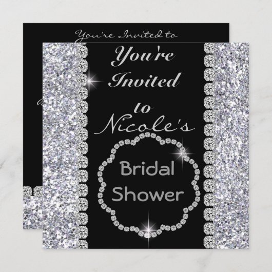 VRIJGEZELLENFEEST MET CRYSTALS-uitnodiging BLOKKER Kaart (Voorkant / Achterkant)