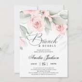 Vrijgezellenfeest met groene en zachte roze floral kaart (Voorkant)