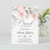 Vrijgezellenfeest met groene en zachte roze floral kaart (Staand voorkant)