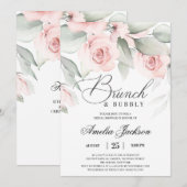 Vrijgezellenfeest met groene en zachte roze floral kaart (Voorkant / Achterkant)