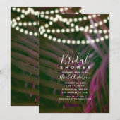 Vrijgezellenfeest met groene roze palmbladeren kaart (Voorkant / Achterkant)