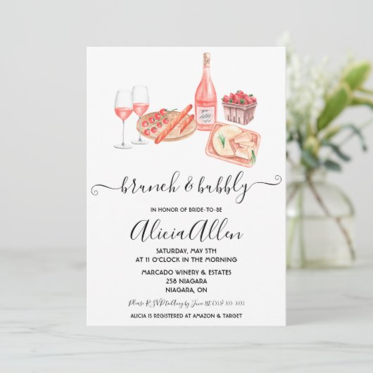 Vrijgezellenfeest met het thema Brunch & Bubble Pi Kaart (Staand voorkant)