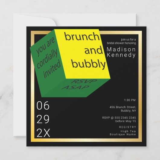 Vrijgezellenfeest met hoge technische geometrische kaart (Voorkant)