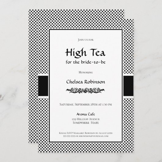 Vrijgezellenfeest met hoge thee voor zwarte en wit kaart (Voorkant / Achterkant)