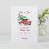 Vrijgezellenfeest met kerstkleine rode vrachtwagen kaart (Staand voorkant)