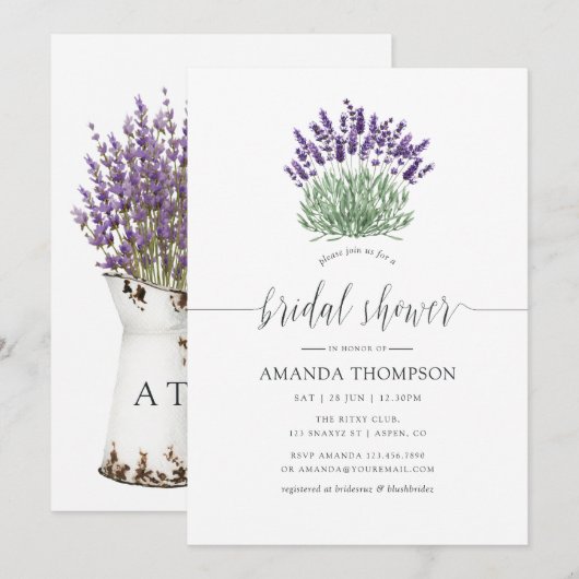 Vrijgezellenfeest met lavender Waterverf voor kata Kaart (Voorkant / Achterkant)