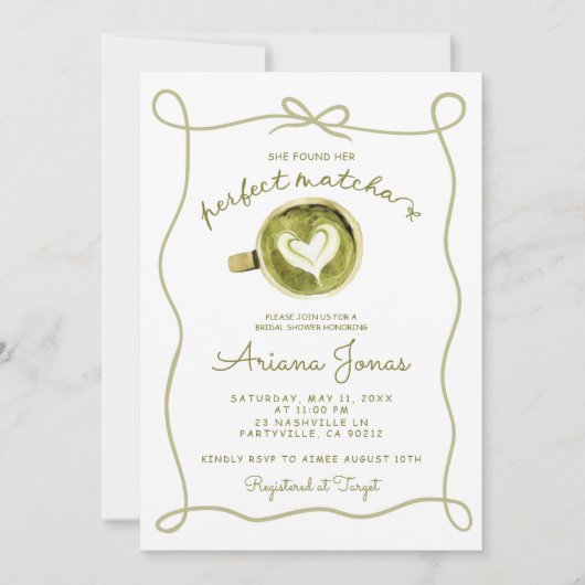 Vrijgezellenfeest met matcha-thema kaart (Voorkant)