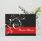 Vrijgezellenfeest met rolblad zwart, rode bruiloft kaart (Staand voorkant)