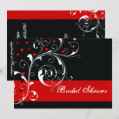 Vrijgezellenfeest met rolblad zwart, rode bruiloft kaart (Voorkant / Achterkant)