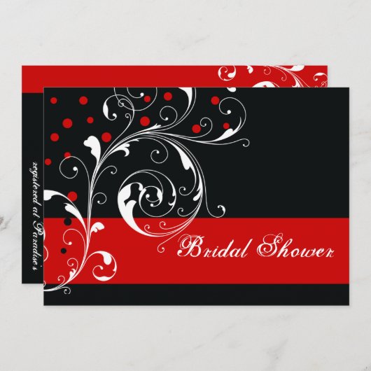 Vrijgezellenfeest met rolblad zwart, rode bruiloft kaart (Voorkant / Achterkant)