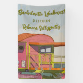 Vrijgezellenfeest met roze badmeester toren spandoek (Verticaal)