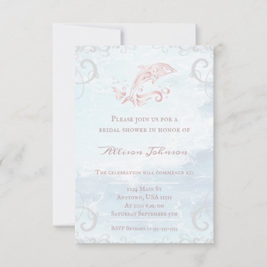 Vrijgezellenfeest met roze dolfijn uitnodigen kaart (Voorkant)