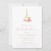 Vrijgezellenfeest met roze en goudFloral Eiffeltor Kaart (Voorkant)