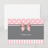 Vrijgezellenfeest met roze en grijze strepen bedankkaart (Voorkant / Achterkant)