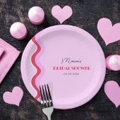 Vrijgezellenfeest met roze en rode roodroze retro- papieren bordje