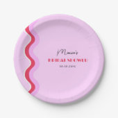 Vrijgezellenfeest met roze en rode roodroze retro- papieren bordje (Voorkant)