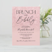 Vrijgezellenfeest met roze glitter-brunch-bubbelst kaart (Staand voorkant)