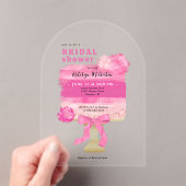 Vrijgezellenfeest met roze roze roze rok acryl uitnodigingen (Insitu (Draagbaar))