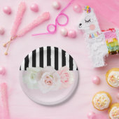 Vrijgezellenfeest met roze roze strepen, zwart en  papieren bordje (Feest)