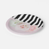 Vrijgezellenfeest met roze roze strepen, zwart en  papieren bordje (Gekanteld)