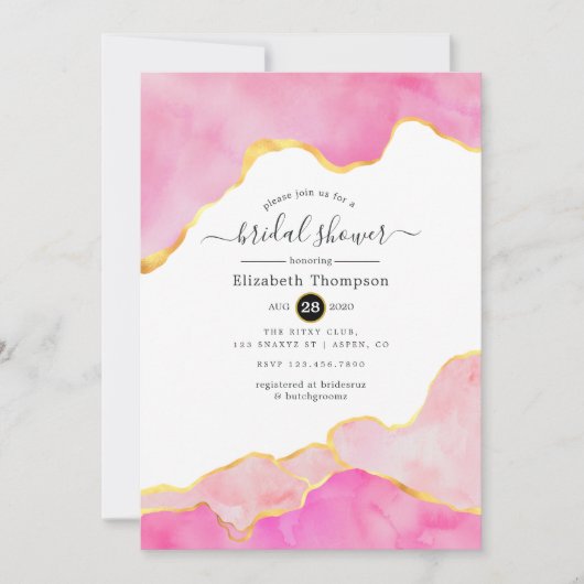 Vrijgezellenfeest met roze, zwarte en goudkleur kaart (Voorkant)